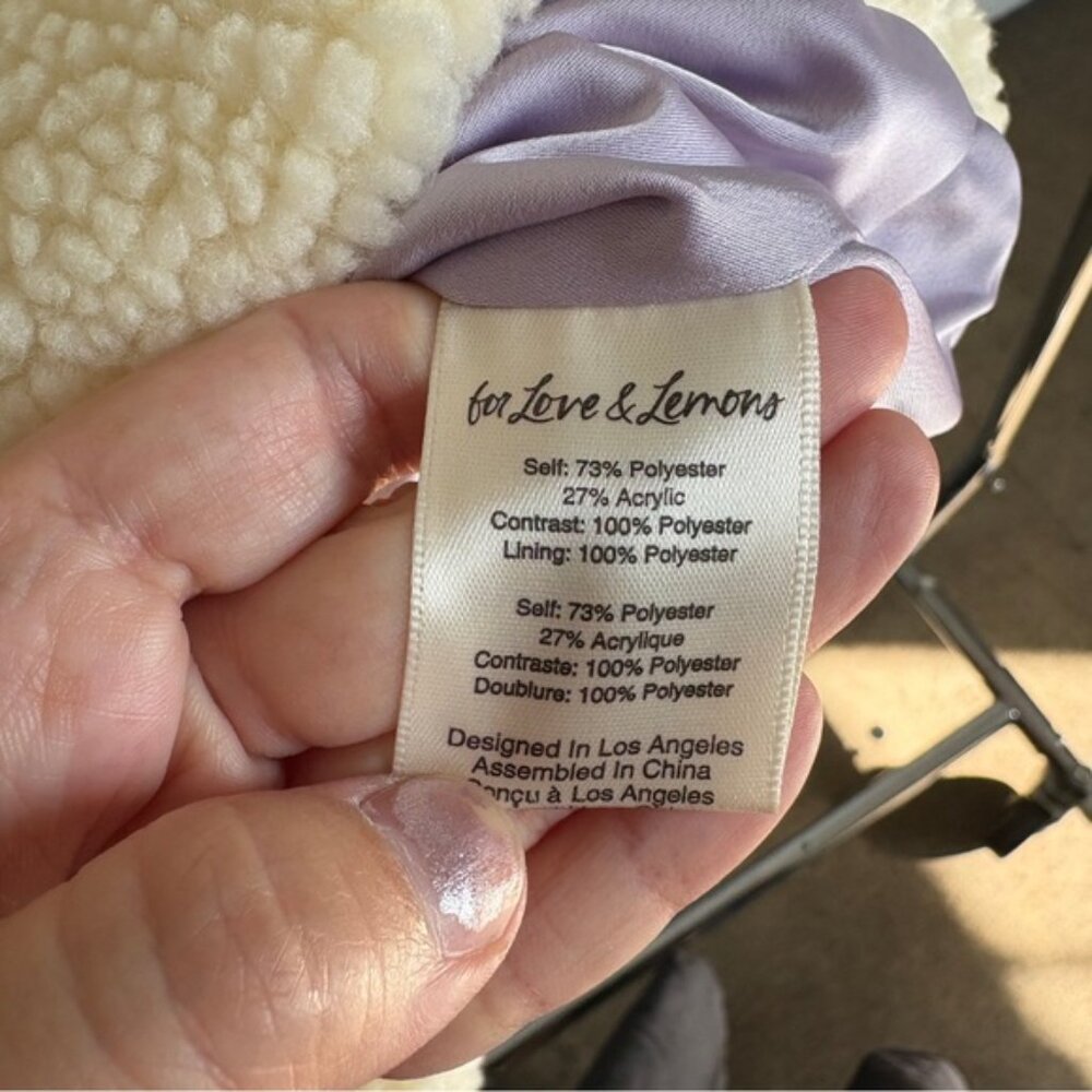 $169 NWT Cream For Love And Lemons “Katrina” Faux Shearling Jacket Sz XS S - Picture 10 of 11